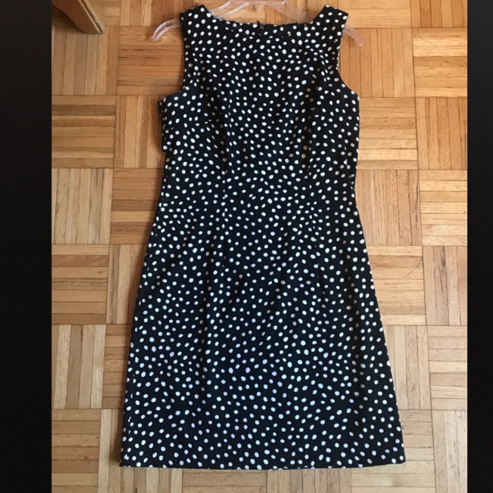 AB Studio Navy and White Polka Dot Sheath Dress, 8